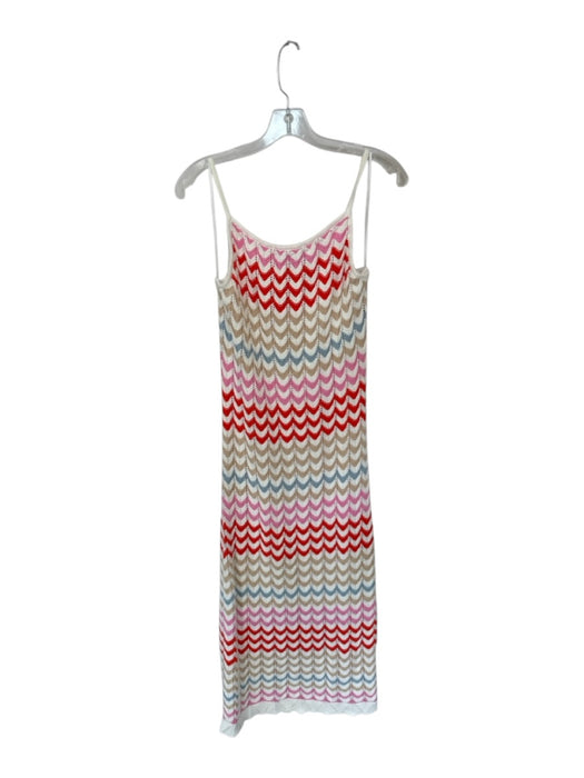Rachel Zoe Size S Cream & Multi Cotton Spaghetti Strap Chevron Knit Maxi Dress Cream & Multi / S