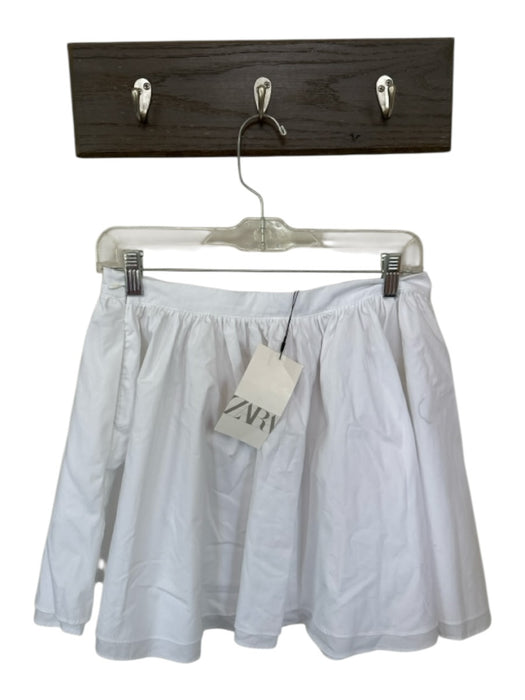 Zara Size M White Cotton Side Zip Mini Skirt White / M