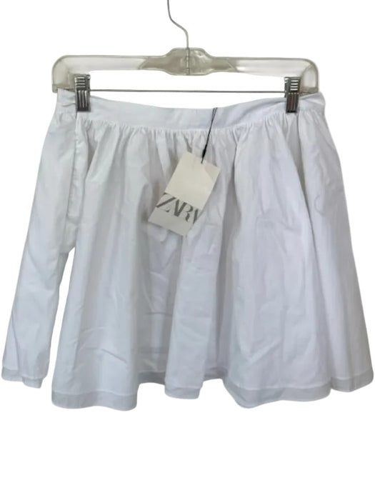 Zara Size M White Cotton Side Zip Mini Skirt White / M
