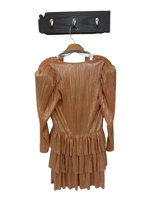 Sabina Musayev Size M Mustard Polyester Long Sleeve Acordian Pleated Dress Mustard / M