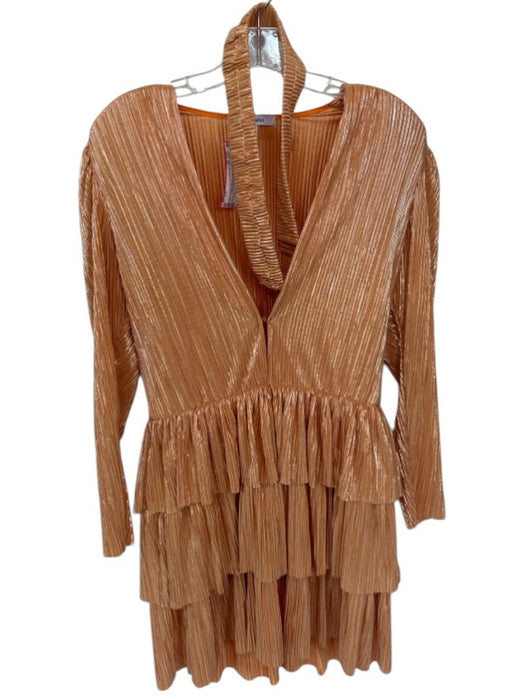 Sabina Musayev Size M Mustard Polyester Long Sleeve Acordian Pleated Dress Mustard / M