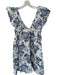 O.P.T. Size M White & Blue Cotton Cap Sleeve Botanical Bow Dress White & Blue / M