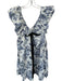 O.P.T. Size M White & Blue Cotton Cap Sleeve Botanical Bow Dress White & Blue / M