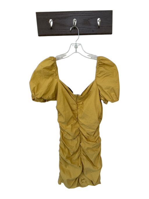 Willow Size L Yellow Cotton Blend Short Balloon Sleeve Gathered Front Dress Yellow / L