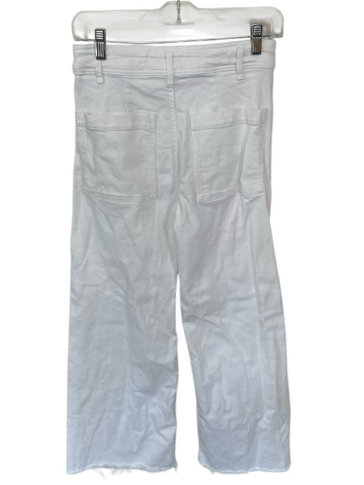 Zara Size 4 White Cotton Blend High Waist Wide Leg Raw Hem Jeans White / 4