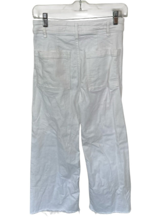 Zara Size 4 White Cotton Blend High Waist Wide Leg Raw Hem Jeans White / 4