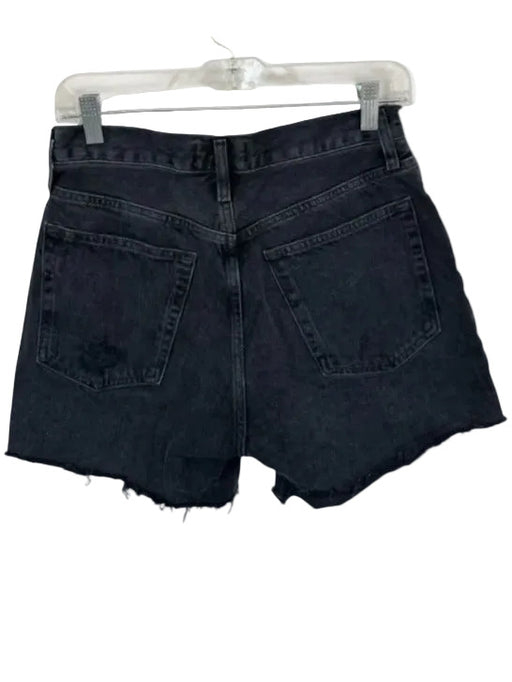 Agolde Size 27 Black Organic Cotton High Waist Button Fly Cut Off Denim Shorts Black / 27