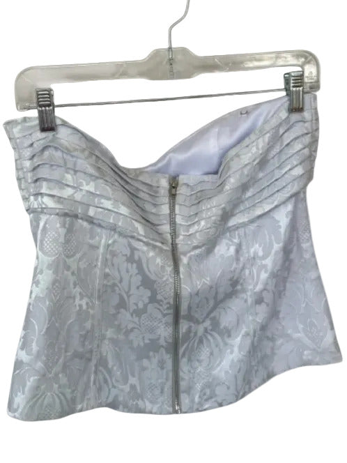 Song of Style Size M Light Gray Polyester jaquard Pleated Strapless Top Light Gray / M