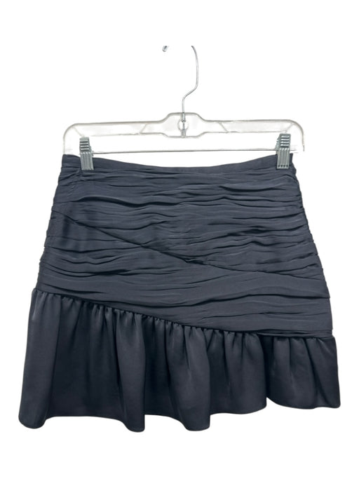 Ramy Brook Size 0 Black Polyester Satin Shirred Side Zip Mini Skirt Black / 0