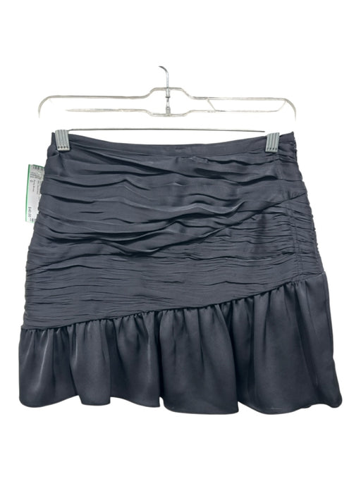 Ramy Brook Size 0 Black Polyester Satin Shirred Side Zip Mini Skirt Black / 0