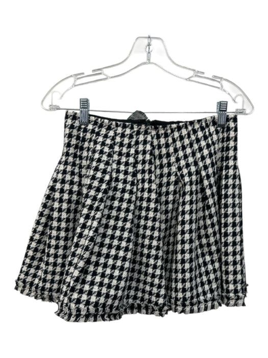 En Saison Size S Black & Cream Polyester Tweed Houndstooth Pleated Skirt Set Black & Cream / S