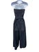 En Saison Size S Dark Wash Cotton Denim Strapless Floral Jacquard Jumpsuit Dark Wash / S