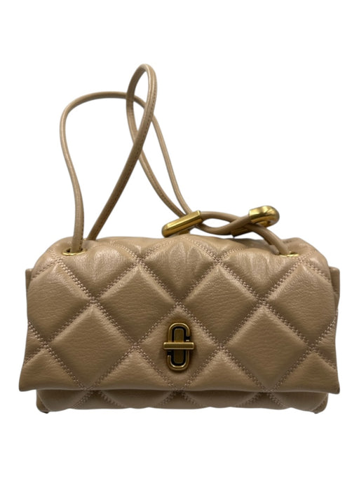 Marc Jacobs Beige Leather Quilted Flap Gold Tone Hardware Shoulder Bag Beige