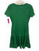 Maeve Size S Green & White Viscose Blend Ribbed Knit Short Sleeve Dress Green & White / S