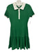 Maeve Size S Green & White Viscose Blend Ribbed Knit Short Sleeve Dress Green & White / S