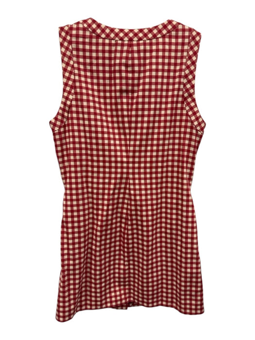 Tillie Size S Cream White & Red Cotton Gingham Sleeveless Button Front Dress Cream White & Red / S