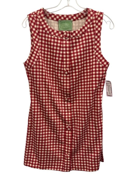 Tillie Size S Cream White & Red Cotton Gingham Sleeveless Button Front Dress Cream White & Red / S