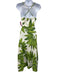 Farm Rio Size S White & Green Cotton Palm Fronds Print Sleeveless Dress White & Green / S