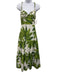 Farm Rio Size S White & Green Cotton Palm Fronds Print Sleeveless Dress White & Green / S