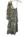 Ulla Johnson Size 2 Teal Blue, Brown & Cream White Silk One Shoulder Dress Teal Blue, Brown & Cream White / 2