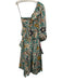 Ulla Johnson Size 2 Teal Blue, Brown & Cream White Silk One Shoulder Dress Teal Blue, Brown & Cream White / 2