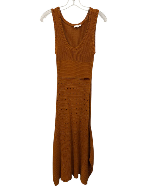 A.L.C. Size S Orange Brown Cotton Knit Sleeveless Perforated Lined Dress Orange Brown / S