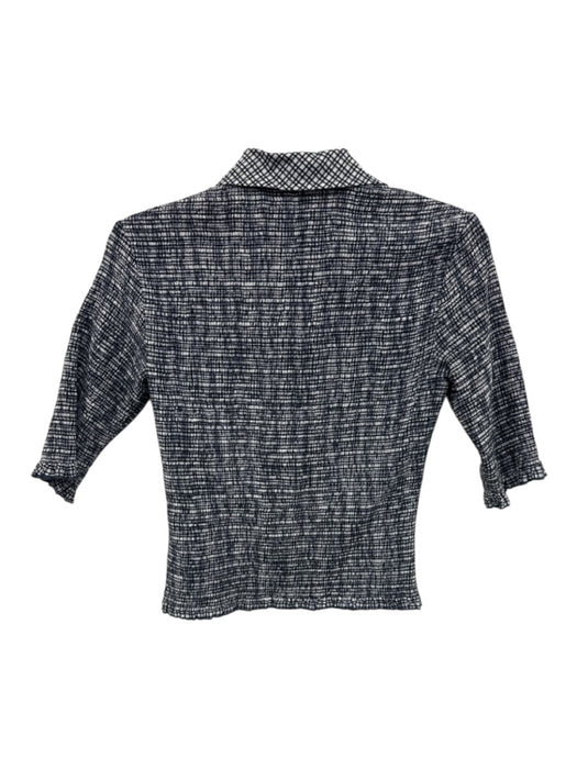 Nation Los Angeles Size S White & Navy Blue Pima Cotton Checked Shirred Top White & Navy Blue / S