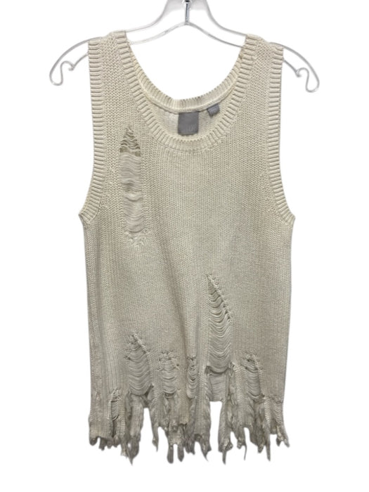 0 Degrees Celsius Size Sample Cream Cotton Sleeveless Rib Knit Fringe Sweater Cream / Sample