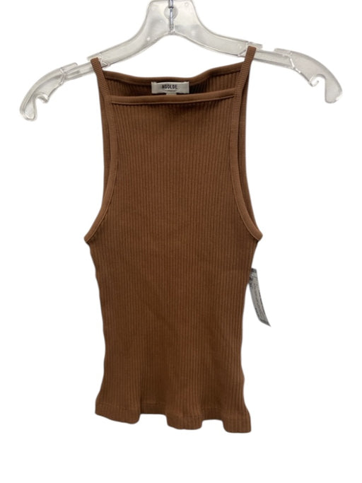 Agolde Size XS Brown Organic Cotton Sleeveless Ribbed Square Neck Stretch Top Brown / XS