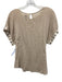 Misa Size M Beige & White Cotton Blend Cap Sleeve Gold Grommet Trim Detail Top Beige & White / M