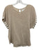 Misa Size M Beige & White Cotton Blend Cap Sleeve Gold Grommet Trim Detail Top Beige & White / M