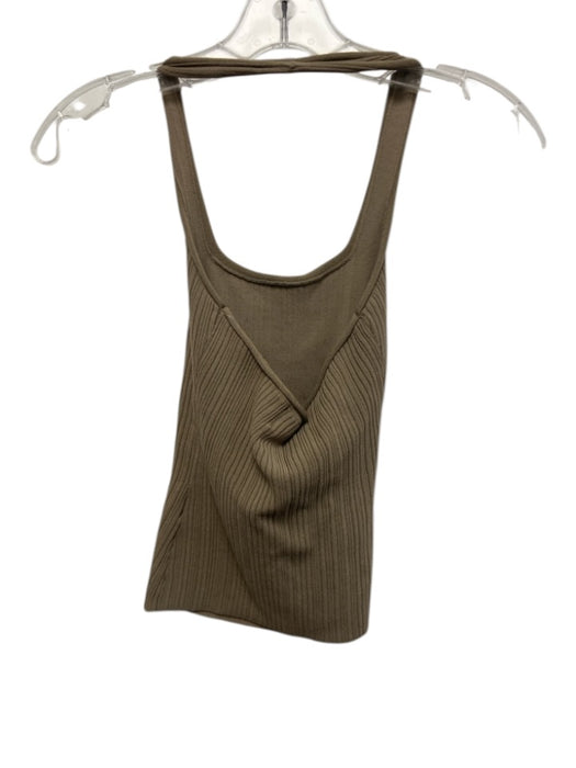 Dissh Size S Taupe Viscose Blend Sleeveless Rib Knit Halter Top Taupe / S