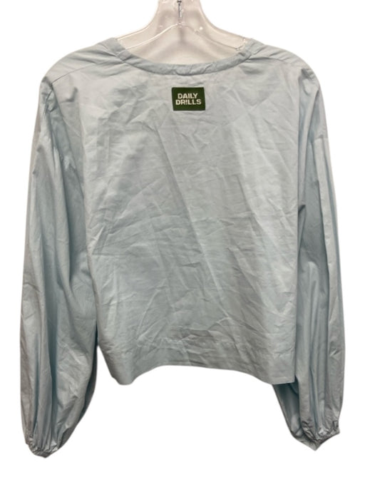 Daily Drills Size XS Light Blue Cotton Long Balloon Sleeve Open Front Top Light Blue / XS