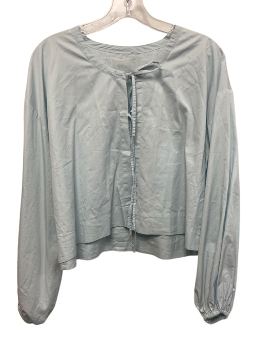 Daily Drills Size XS Light Blue Cotton Long Balloon Sleeve Open Front Top Light Blue / XS