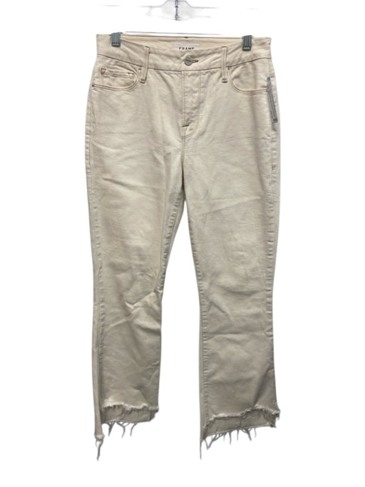 Frame Size 25 Cream Cotton Denim Zip & Button High Rise contrast stitch Jeans Cream / 25