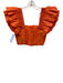 Aje. Size 4 Orange Viscose & Linen Tiered Short Sleeve Crop Yoke Skirt Set Orange / 4