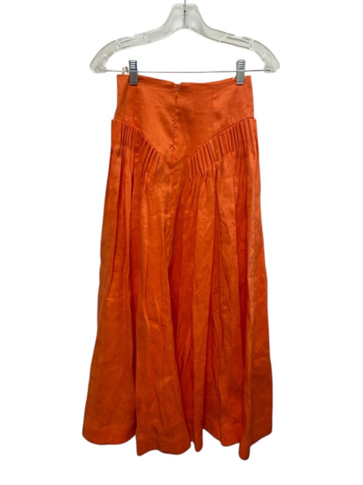 Aje. Size 4 Orange Viscose & Linen Tiered Short Sleeve Crop Yoke Skirt Set Orange / 4