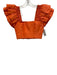 Aje. Size 4 Orange Viscose & Linen Tiered Short Sleeve Crop Yoke Skirt Set Orange / 4