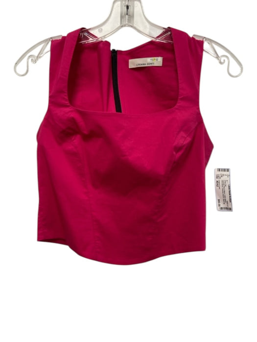 Liviana Conti Size 40/42 Fuchsia Pink & Black Cotton Blend Sleeveless Pant Set Fuchsia Pink & Black / 40/42