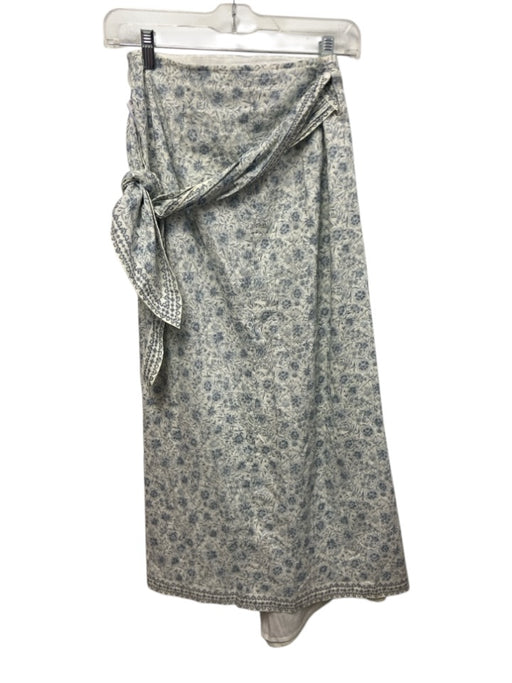 Baybala Size S White & Blue Cotton Floral Wrap Maxi Skirt White & Blue / S
