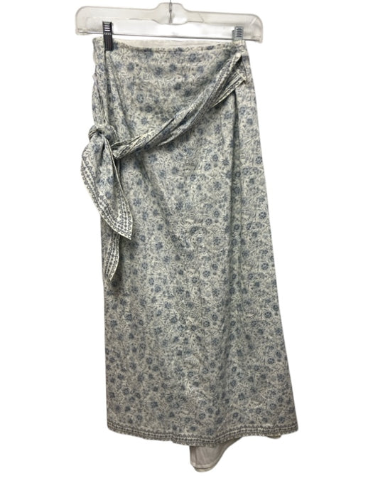 Baybala Size S White & Blue Cotton Floral Wrap Maxi Skirt White & Blue / S