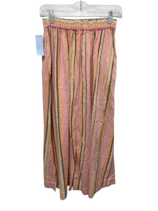 XiRENA Size XS Pink, Cream & Brown Cotton Elastic Waist Vertical Stripes Skirt Pink, Cream & Brown / XS