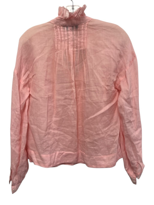 Sea New York Size 4 Light Pink Ramie Long Sleeve Ruffle mock neck Split Neck Top Light Pink / 4