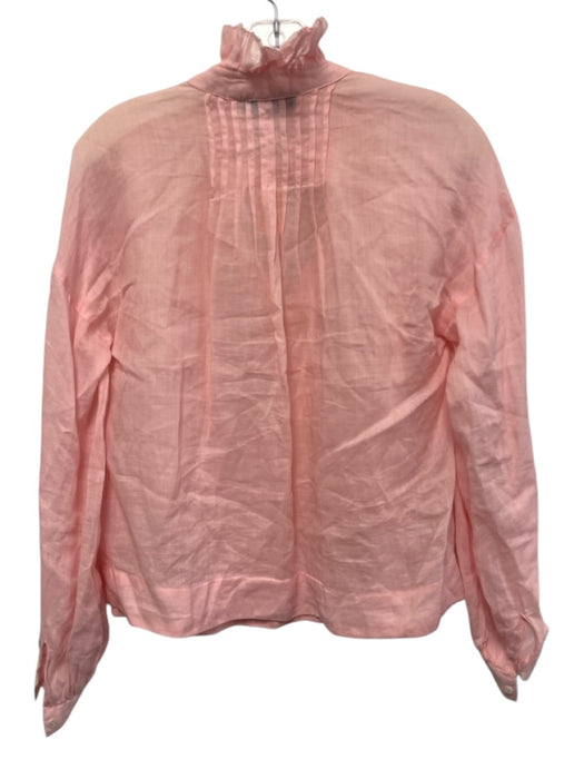 Sea New York Size 4 Light Pink Ramie Long Sleeve Ruffle mock neck Split Neck Top Light Pink / 4