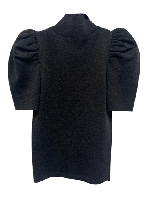 Alice + Olivia Size S Black & Silver Wool & Polyester Short Puff Sleeve Top Black & Silver / S