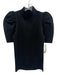Alice + Olivia Size S Black & Silver Wool & Polyester Short Puff Sleeve Top Black & Silver / S