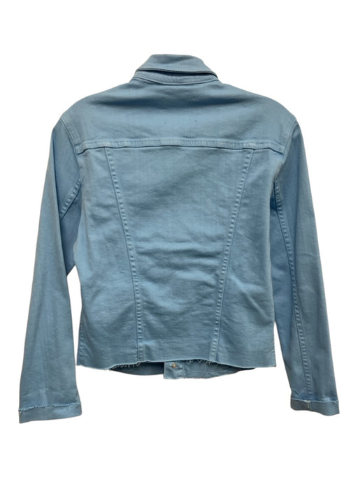 L'agence Size M Sky Blue Cotton & Spandex Denim Collar Fringe hem Jacket Sky Blue / M
