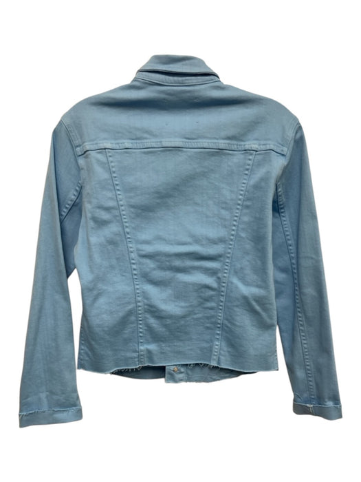 L'agence Size M Sky Blue Cotton & Spandex Denim Collar Fringe hem Jacket Sky Blue / M