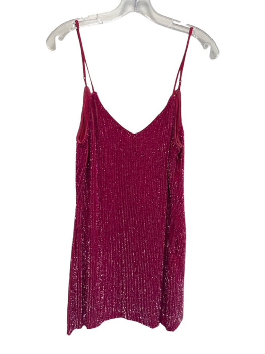 Retrofete Size S Hot pink Viscose Spaghetti Strap Fully Sequined V Neck Dress Hot pink / S
