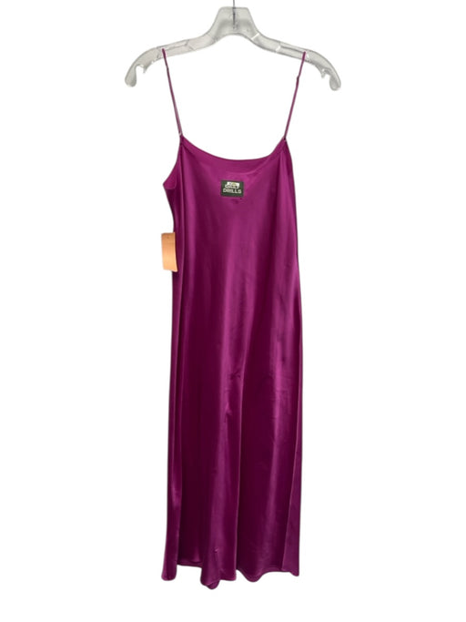 Daily Drills Size S Fuschia Pink Polyester Satin Spaghetti Strap Midi Dress Fuschia Pink / S